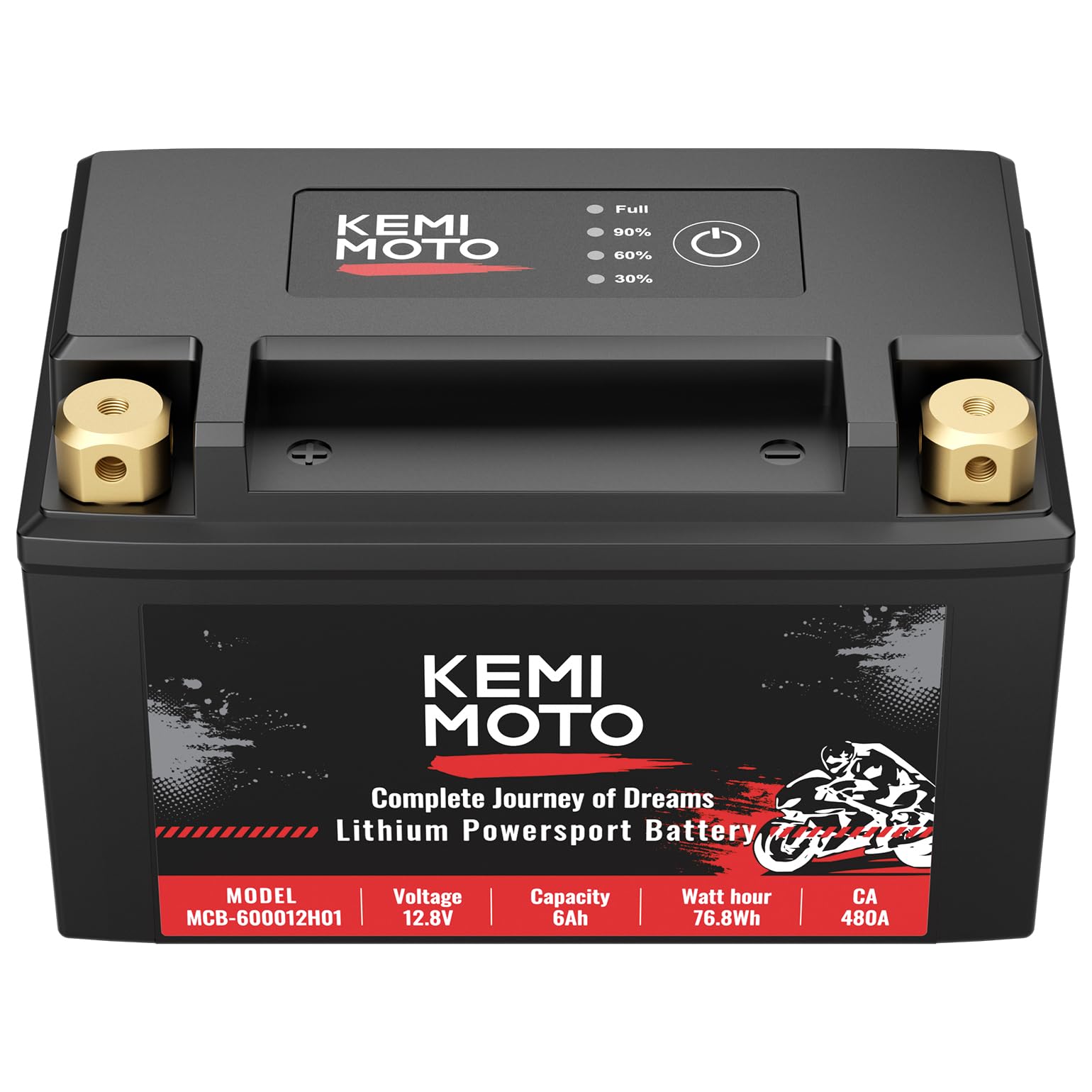 KEMIMOTO lithium battery with pre-charged indicator for instant starts