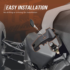 KEMIMOTO lockable handbrake lever with installation video guidance on screen.