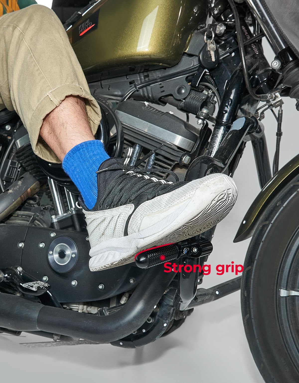KEMIMOTO rugged highway pegs boost adventure and sport bike riding confidence.