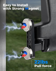 KEMIMOTO magnetic side mirror with strong pull for stable driving on metal surfaces.