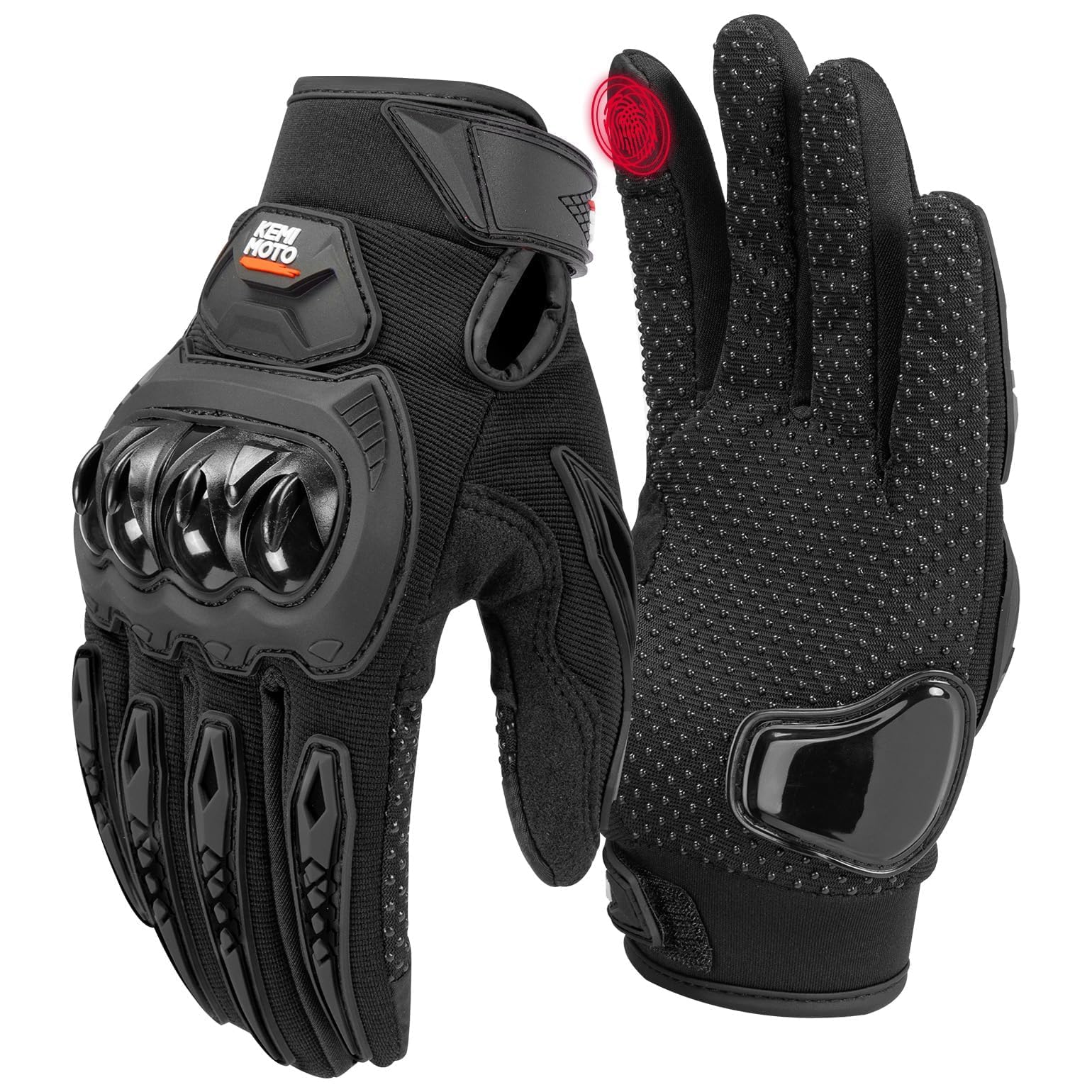 KEMIMOTO gloves with anti-slip palms improve grip for secure riding.