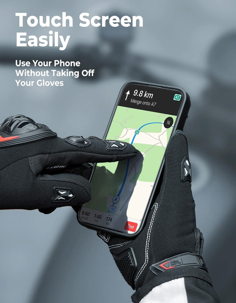 KEMIMOTO motorcycle gloves breathable fabric keeps hands cool.