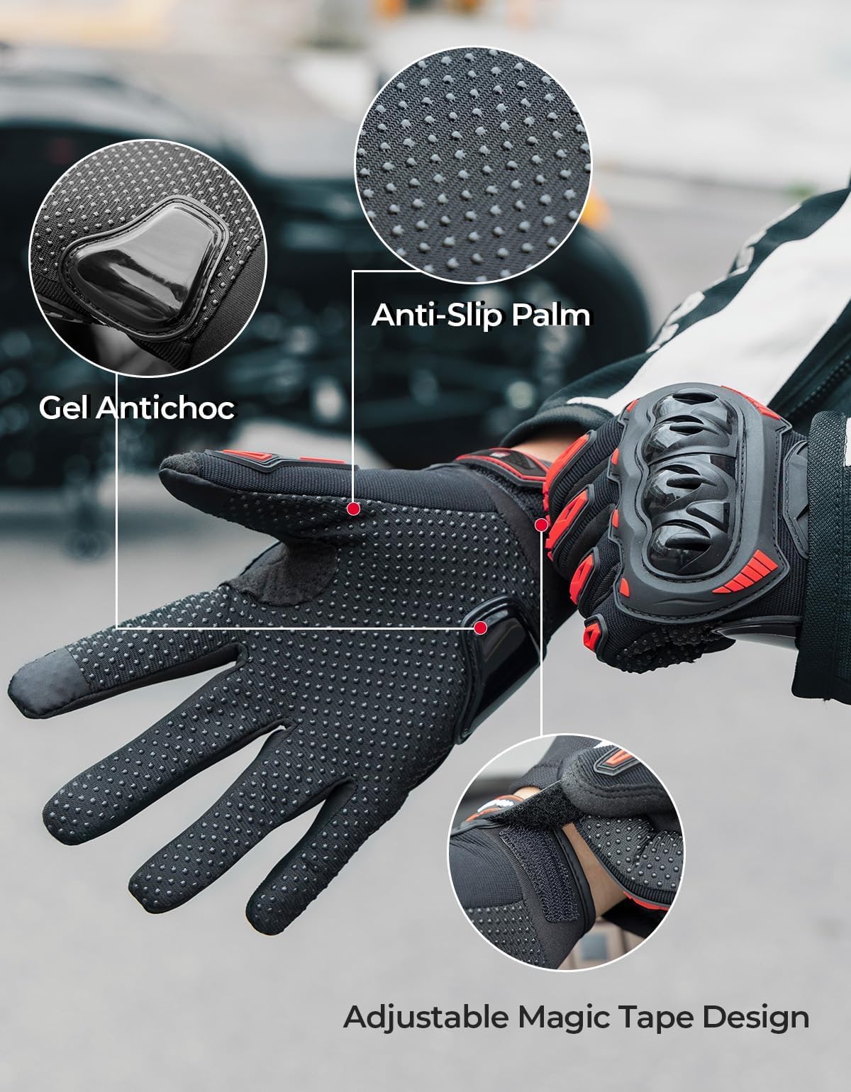 KEMIMOTO gloves with gel padding cushion for rough terrain