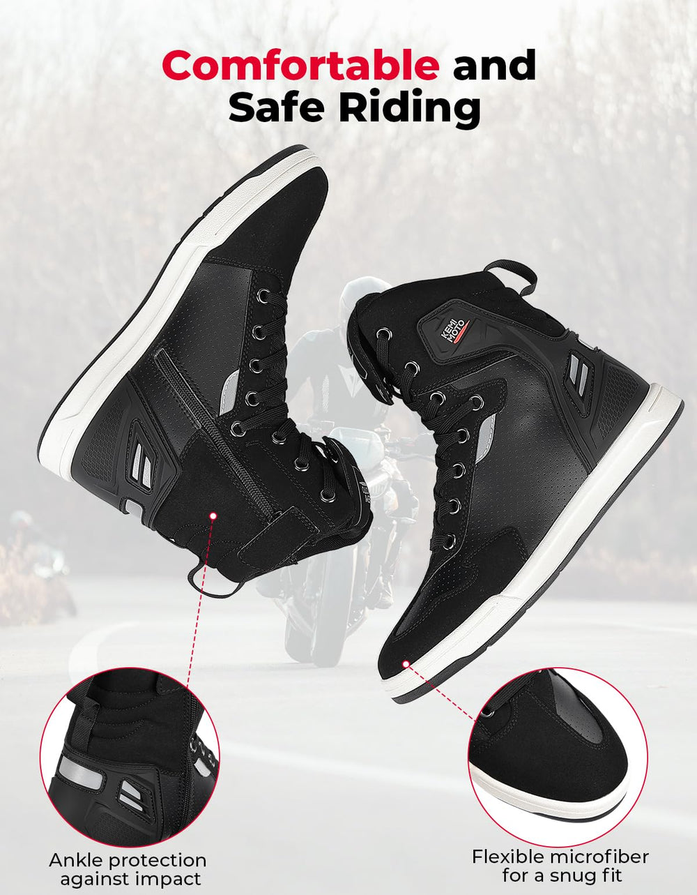 KEMIMOTO breathable design helps keep feet dry during long commutes.