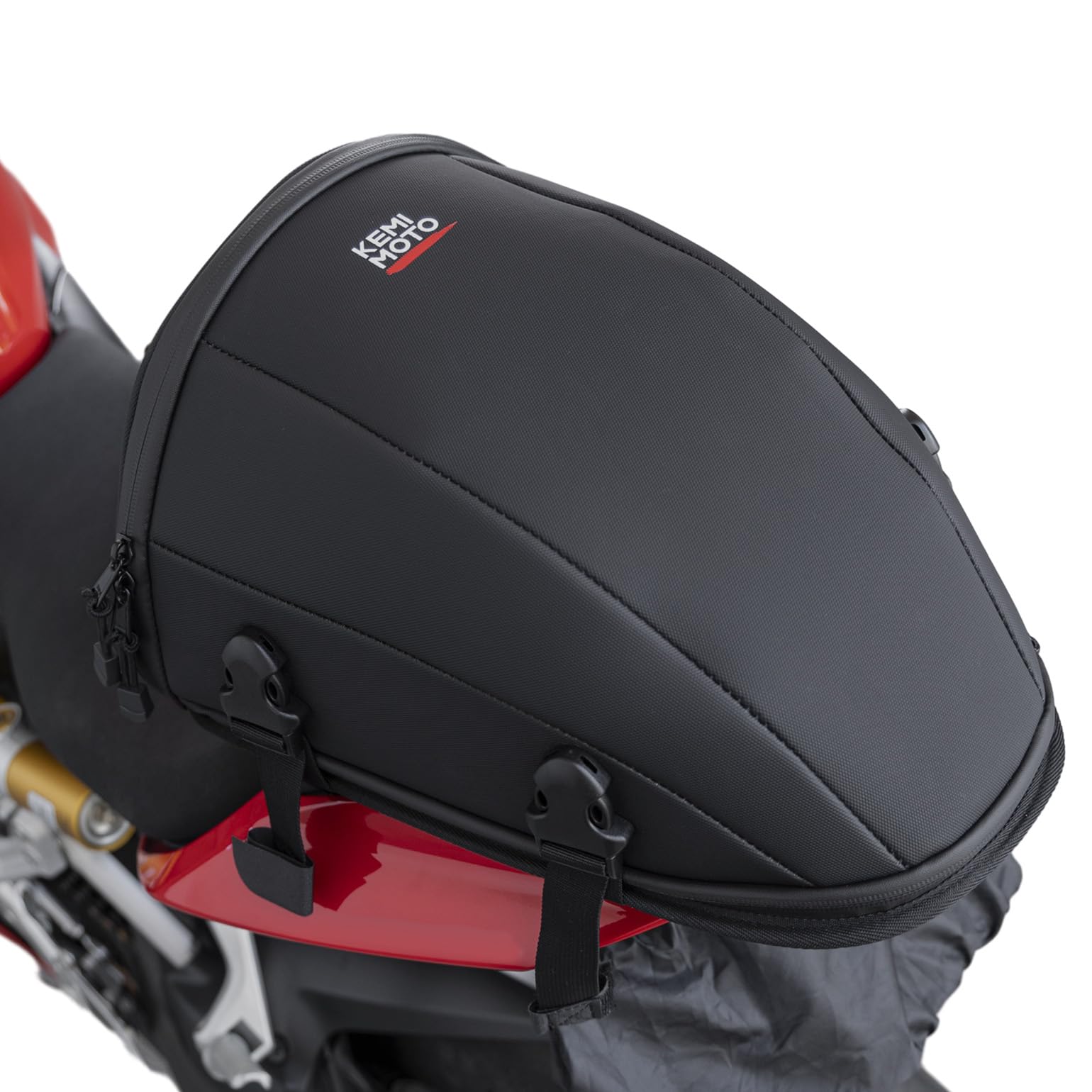 KEMIMOTO motorcycle tail bag with extended-capacity design for longer rides and gear
