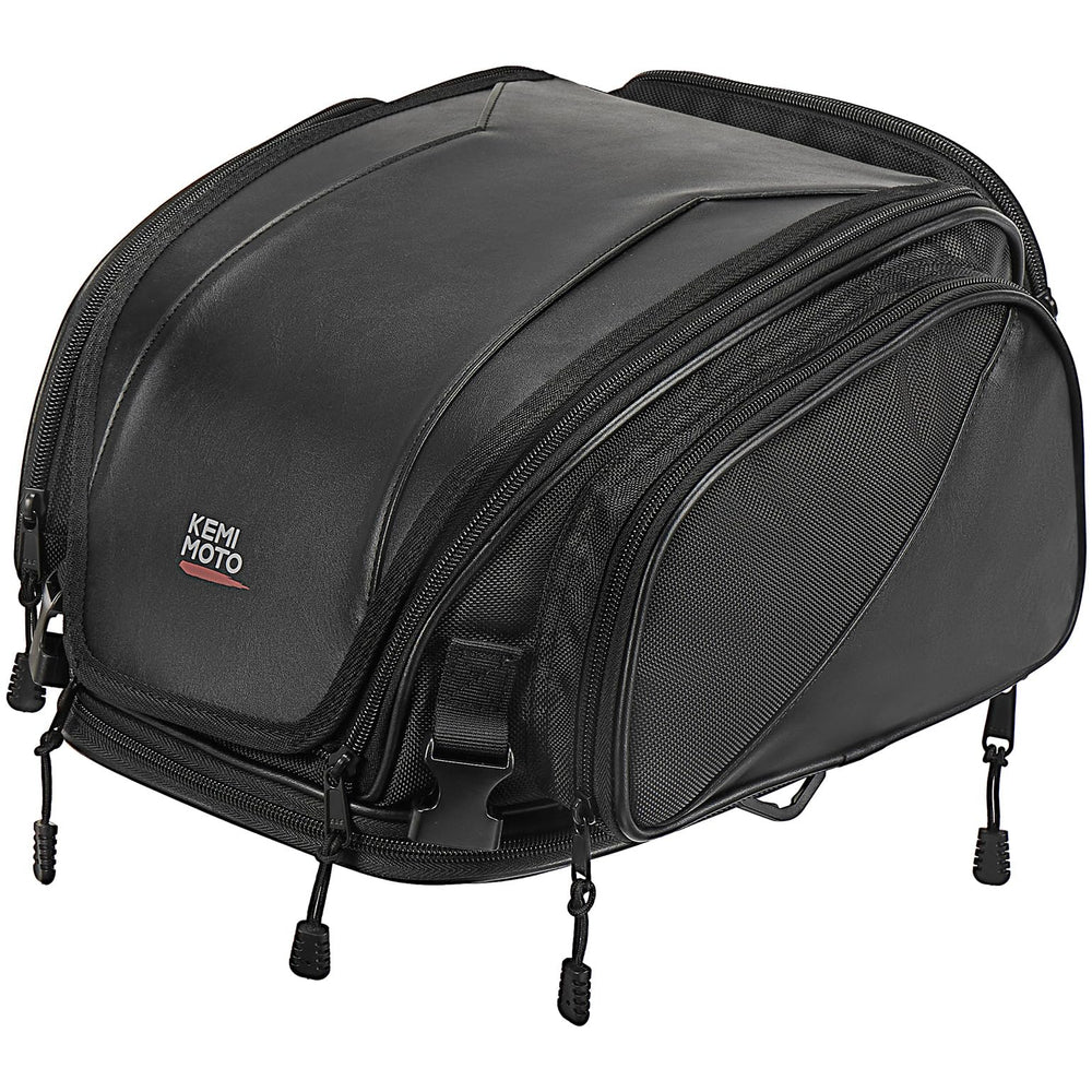 KEMIMOTO tail bag on rear rack for quick-access storage.