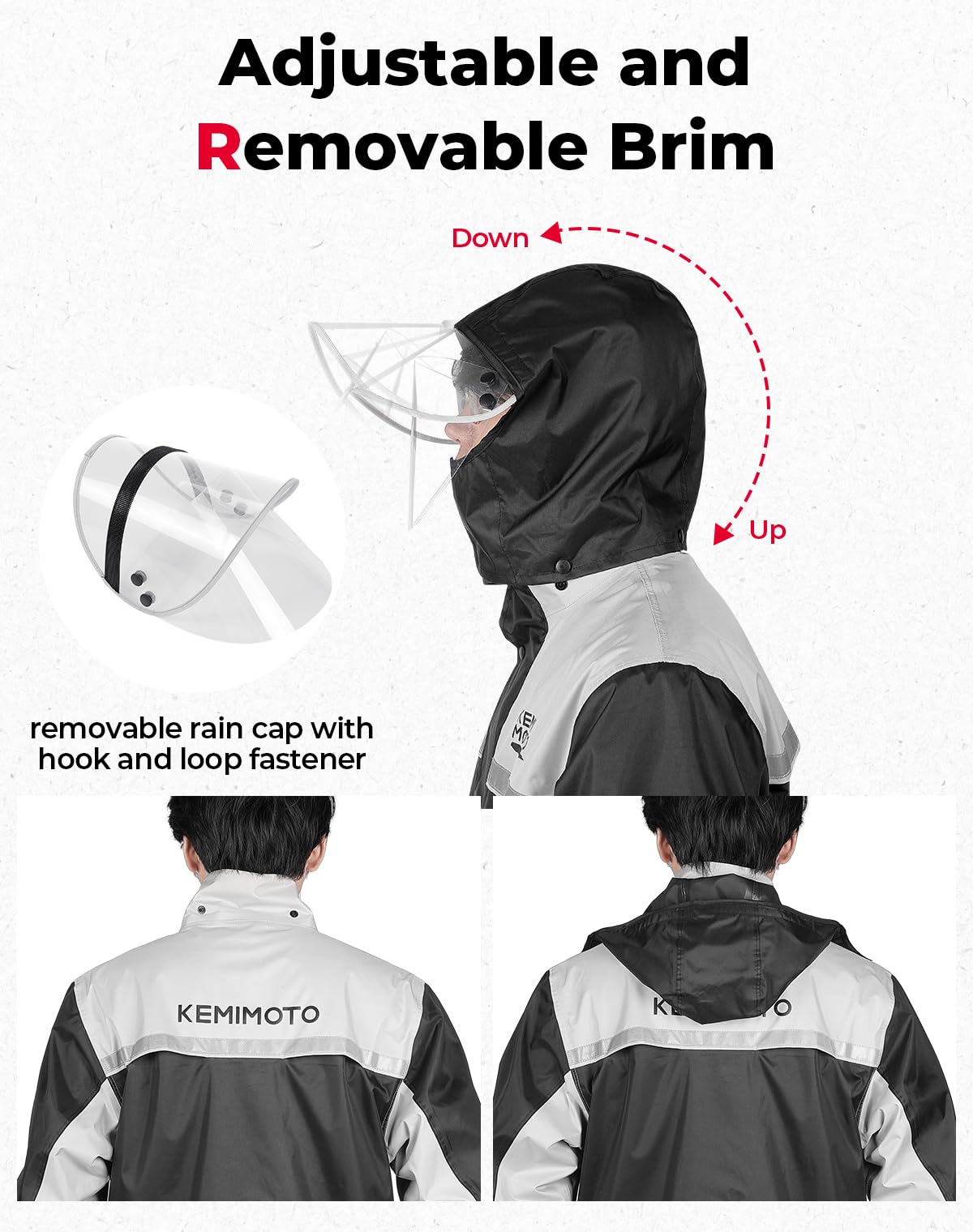 KEMIMOTO rain suit back view highlighting breathable panels for comfort