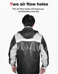 KEMIMOTO rain-suit jacket detail reveals glued seams for waterproofing