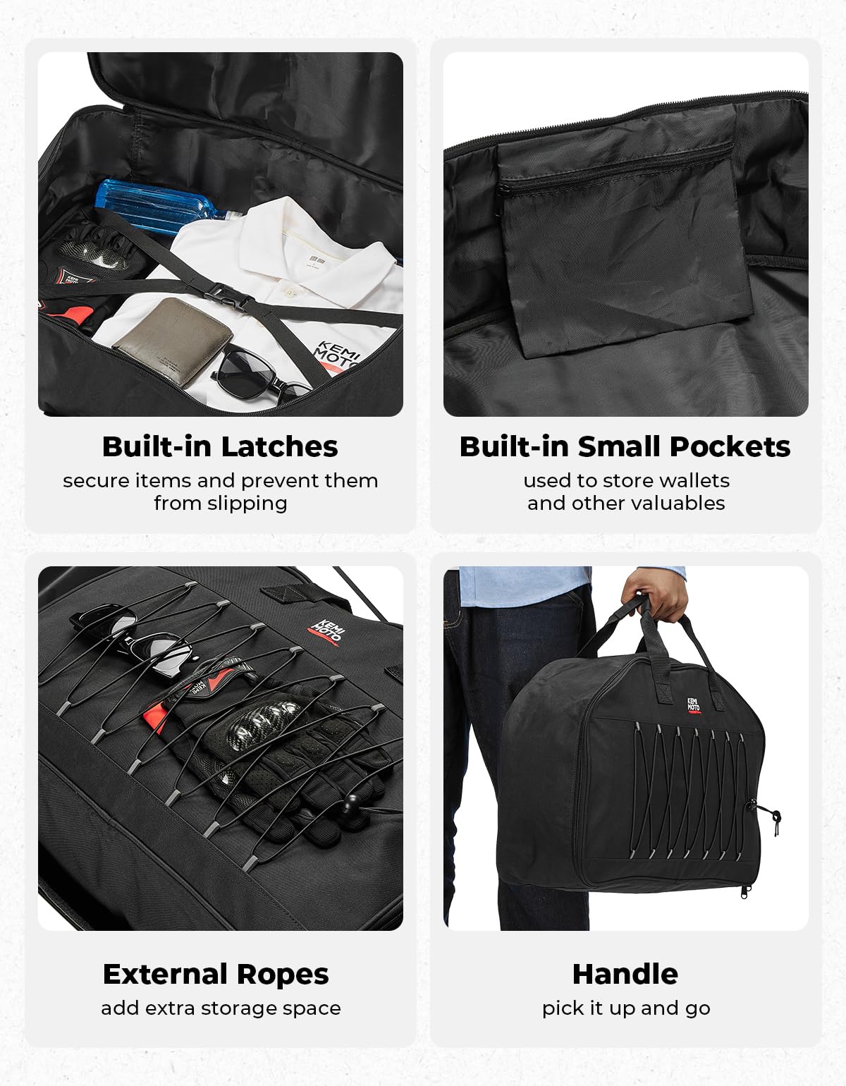 KEMIMOTO rear trunk organizer fits Touring CVO Trike trunks securely.