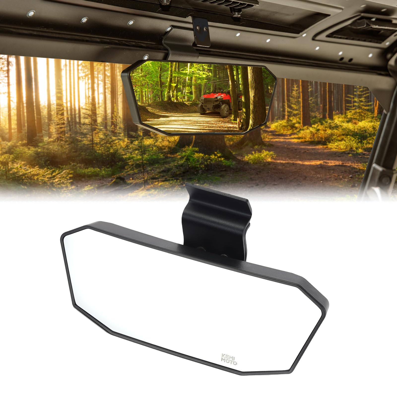 KEMIMOTO rear-view mirror on Defender offers wide 10.6 inch view for safer reversing.
