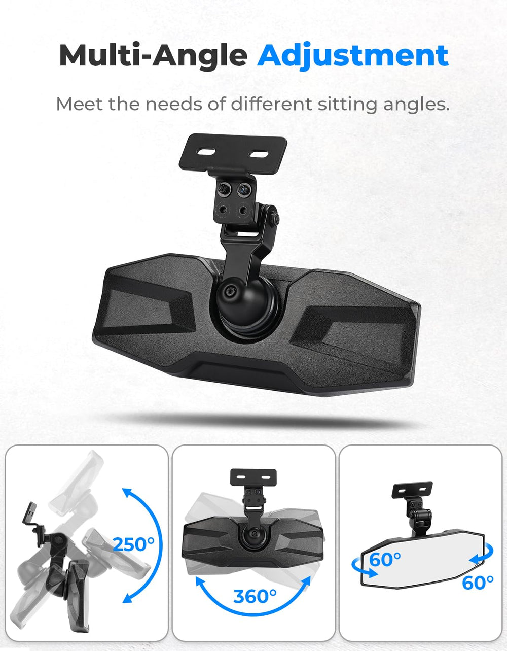 KEMIMOTO rear view mirror for Polaris Ranger 1000 Crew shows compatibility