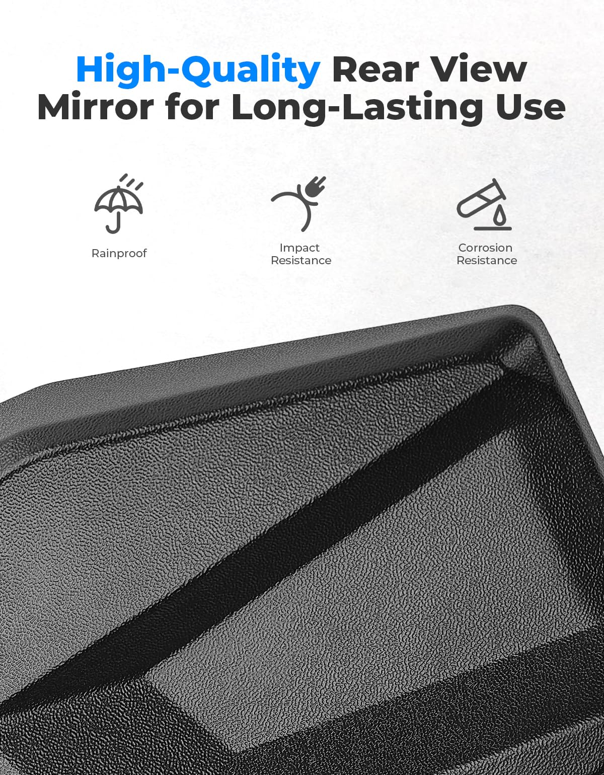 KEMIMOTO rear view mirror with shatterproof glass for rugged use