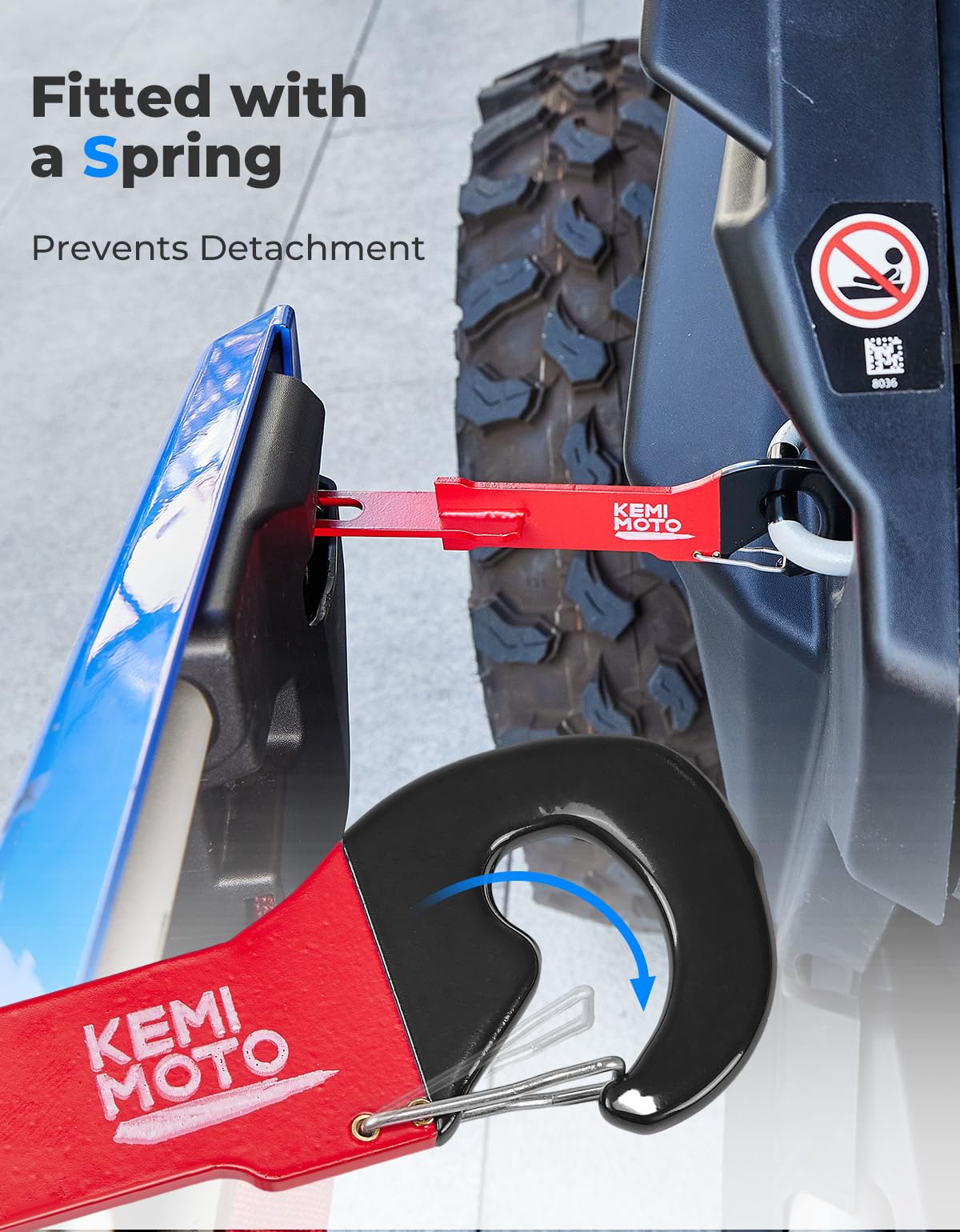 KEMIMOTO red door latches add bold off-road styling on the vehicle.