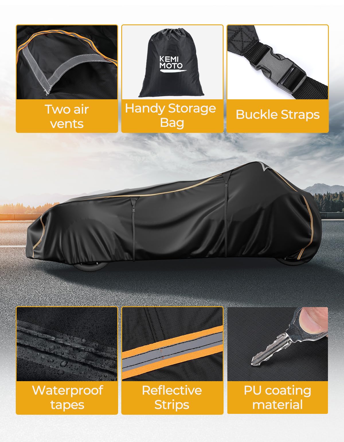 KEMIMOTO reflective strips boost visibility and protection at night.