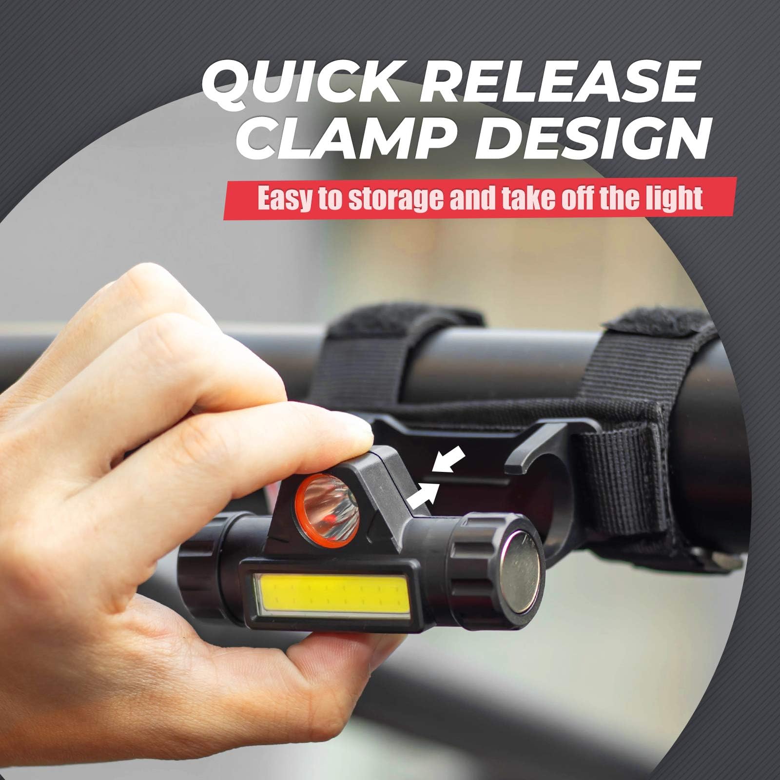 KEMIMOTO UTV dome light uses a quick-release clamp for easy removal above the cockpit.