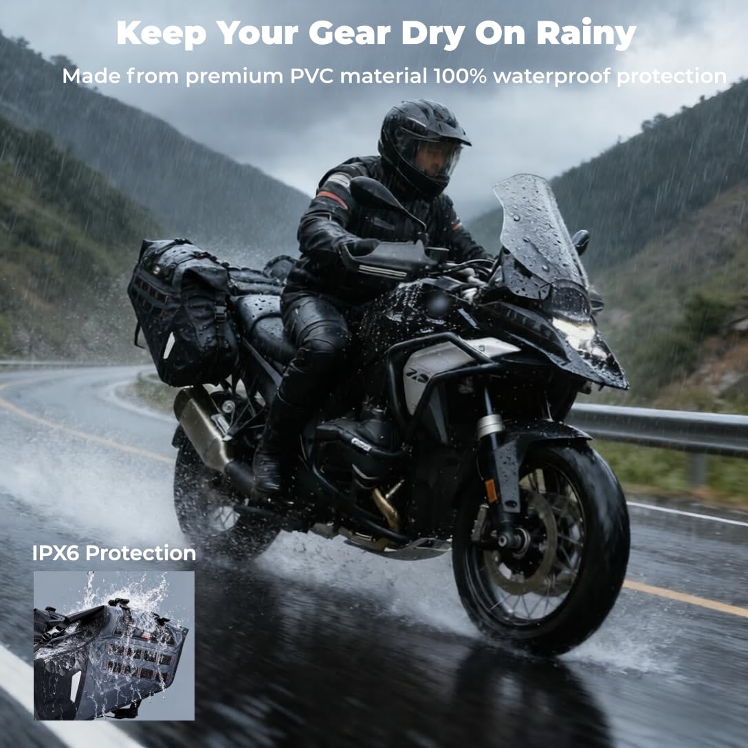 KEMIMOTO saddlebags 30l capacity stores gear for long trips and daily commutes.