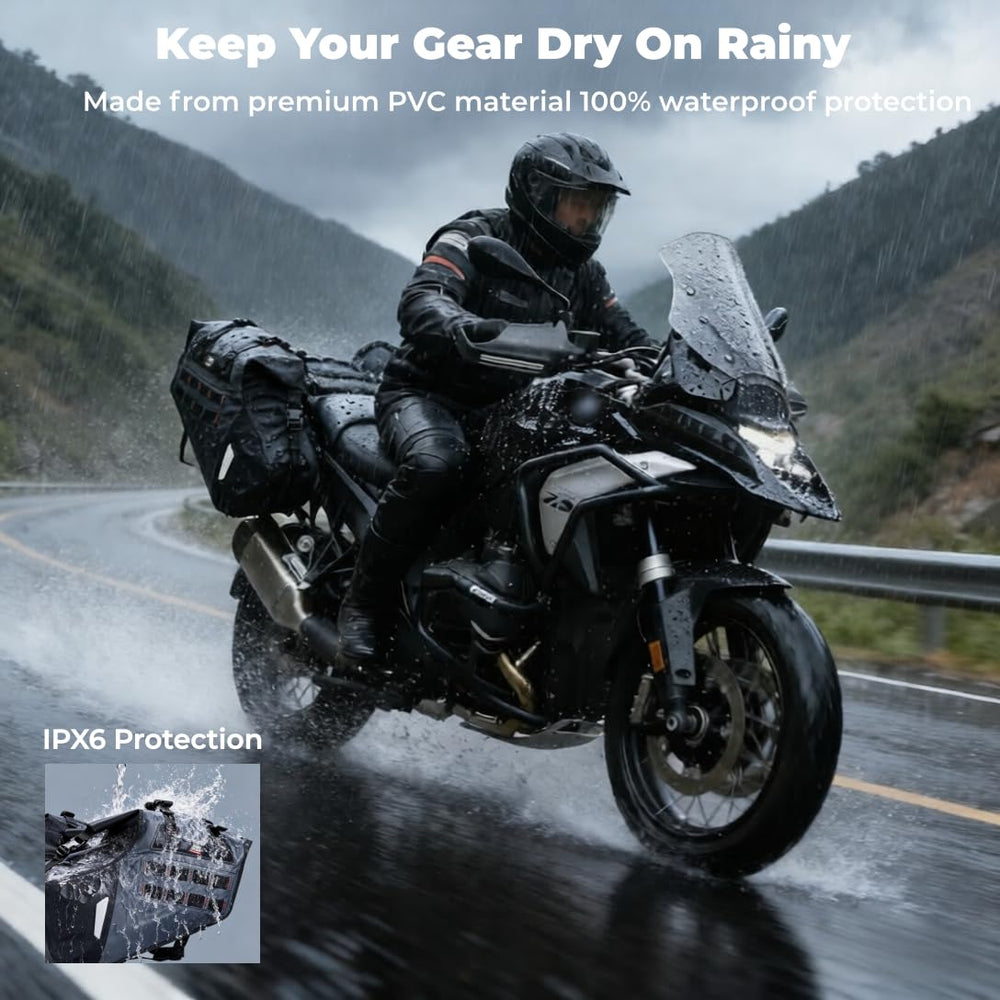 KEMIMOTO saddlebags 30l capacity stores gear for long trips and daily commutes.