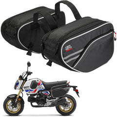 KEMIMOTO expandable saddlebags side extended showing 30L capacity for long rides