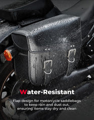 KEMIMOTO PU leather saddlebags displaying water resistance and stable shape