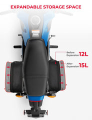 KEMIMOTO saddlebag with breathable water bottle pocket in use