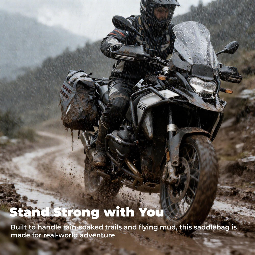 KEMIMOTO saddlebags wheel-contact protection guards against wear during rides.