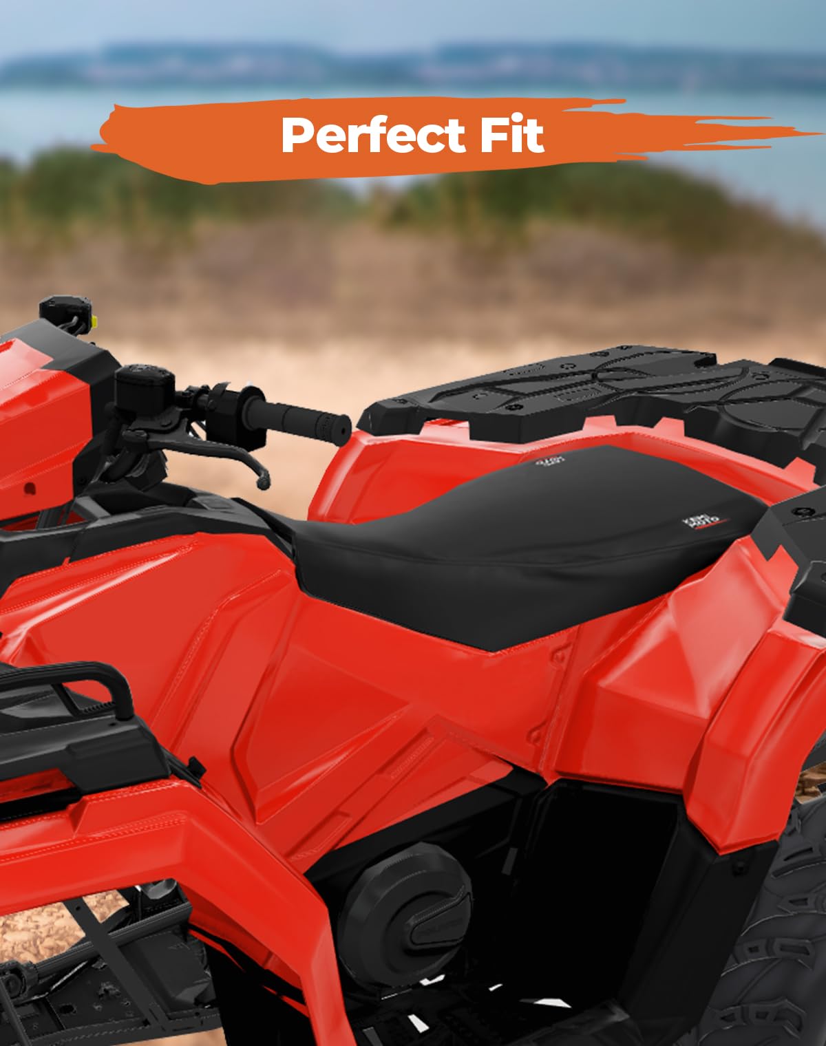 KEMIMOTO seat cover installed on Polaris Sportsman 450-570, showing snug fit.