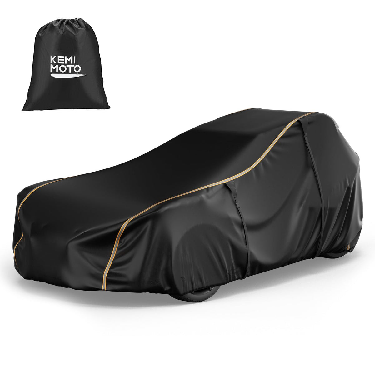 KEMIMOTO Slingshot roof cover front view showing snug fit and reflective strips.