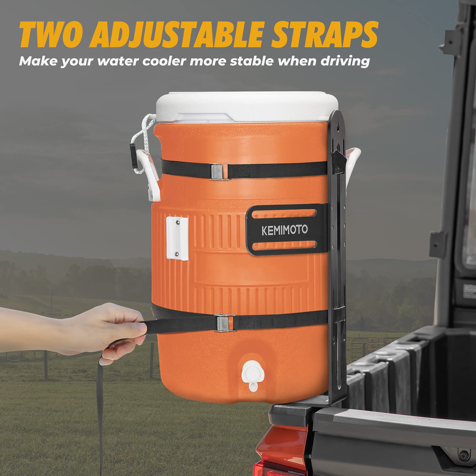 KEMIMOTO steel bucket holder with durable coating resists wear on rugged sites.