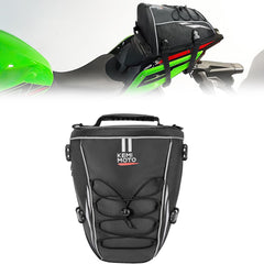 KEMIMOTO tail bag mounted on motorcycle rear rack showing versatile 10L storage.