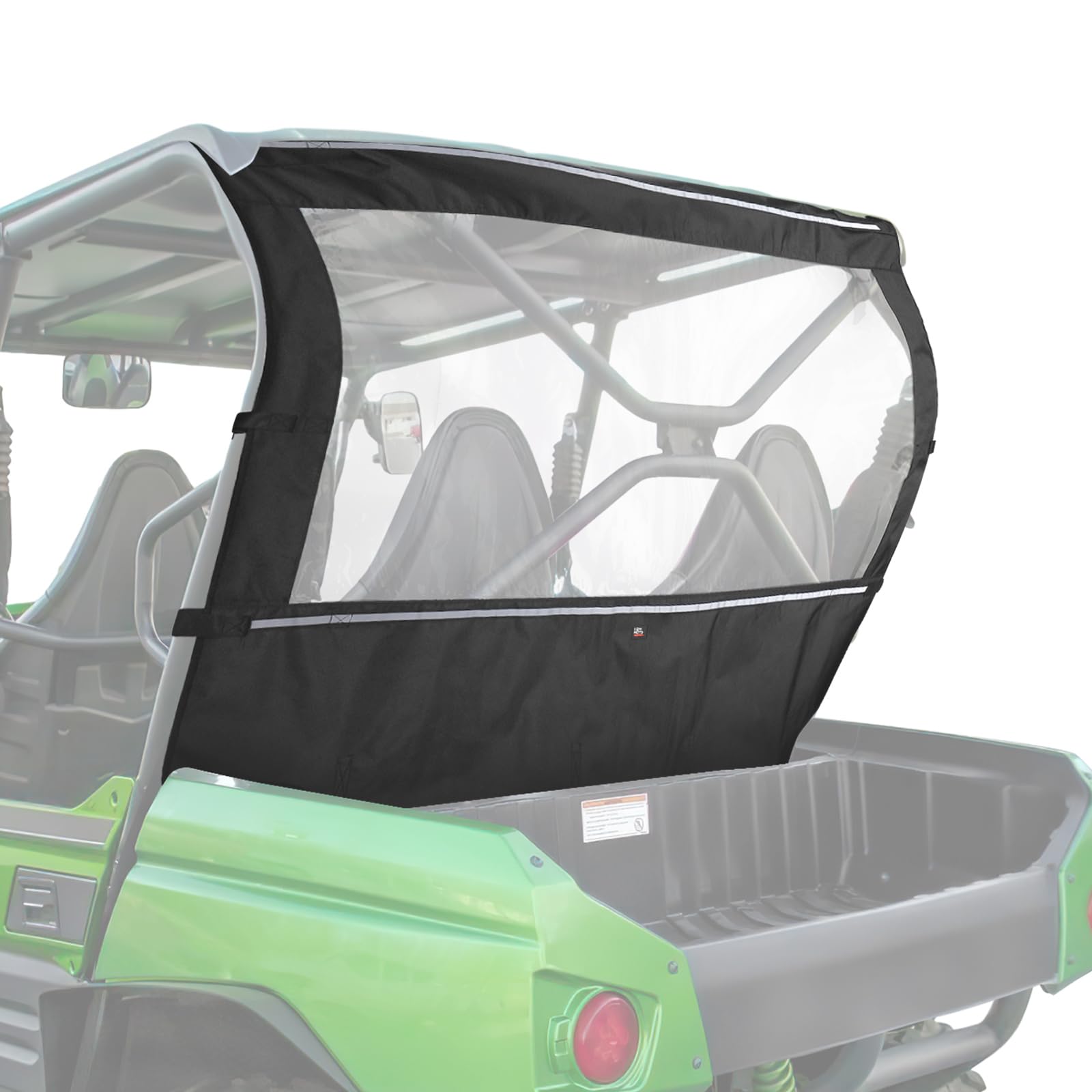 Kemimoto Teryx soft rear window, closed panel provides clear rear view and protection
