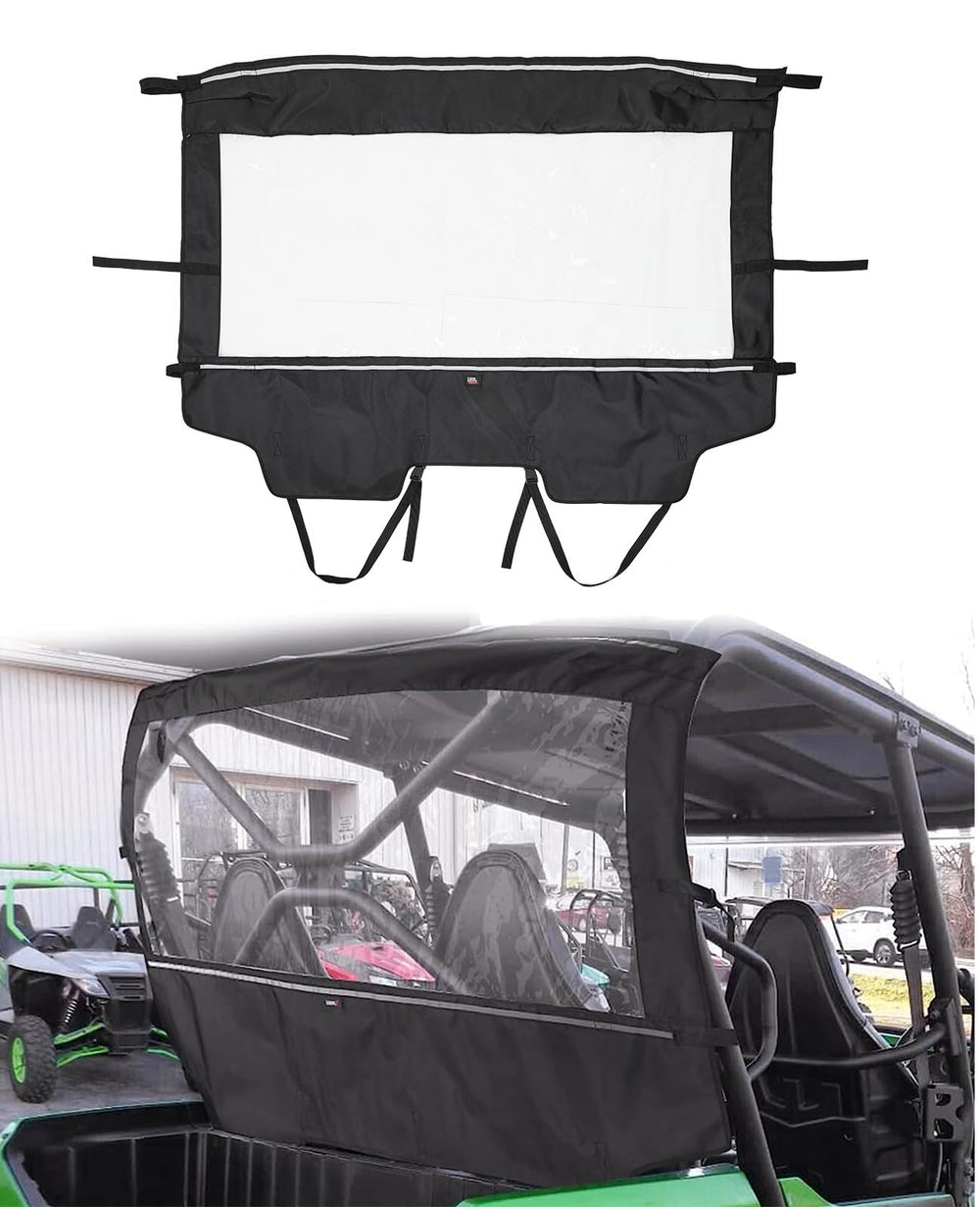 Weatherproof rear window keeps rain and wind at bay for comfortable rides