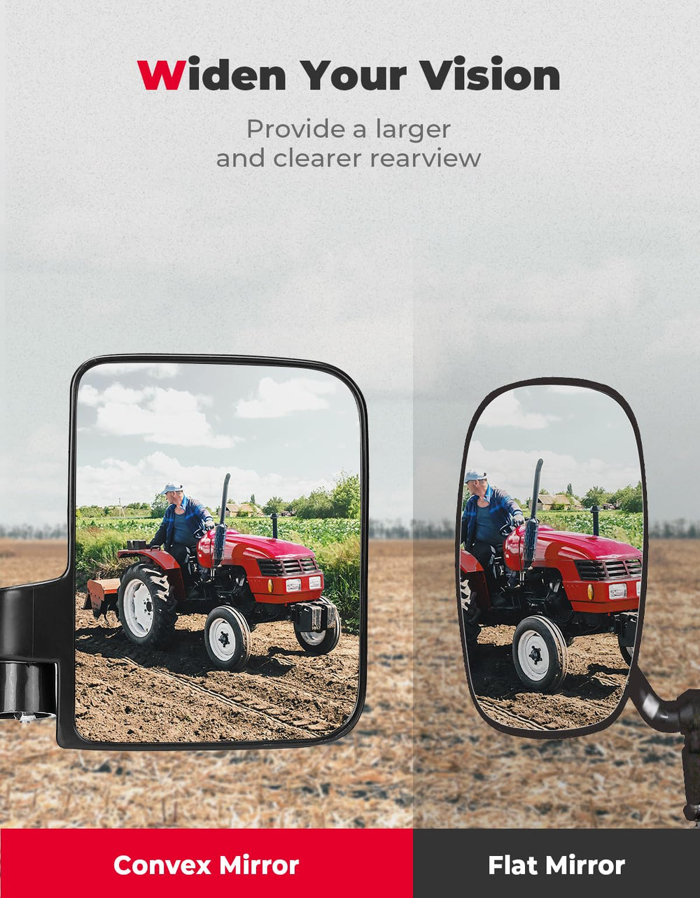 KEMIMOTO mirror with 180-degree adjustable ball head for precise angles.
