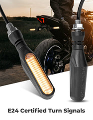 KEMIMOTO IP67 waterproof turn signal withstands rain and snow.