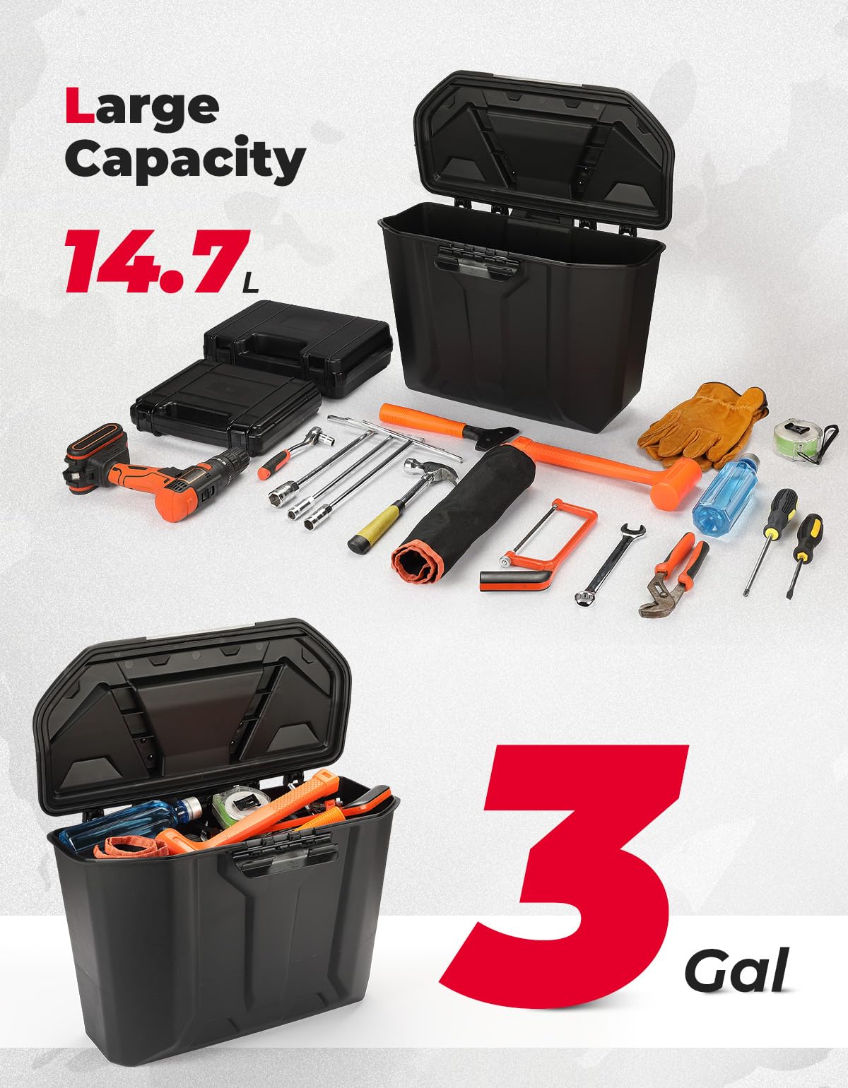 KEMIMOTO under-seat storage bin on the passenger side keeps items organized.