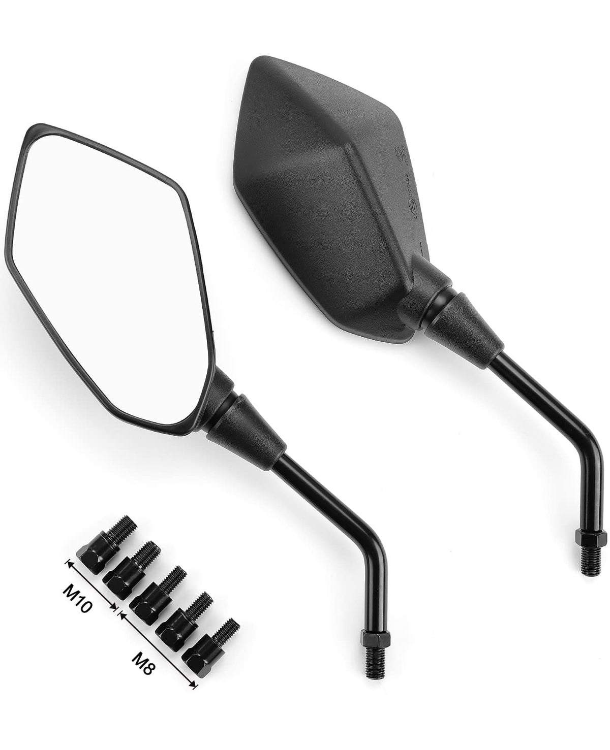 KEMIMOTO universal motorcycle mirror with convex glass for wide rear visibility.