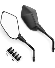 KEMIMOTO universal motorcycle mirror with convex glass for wide rear visibility.