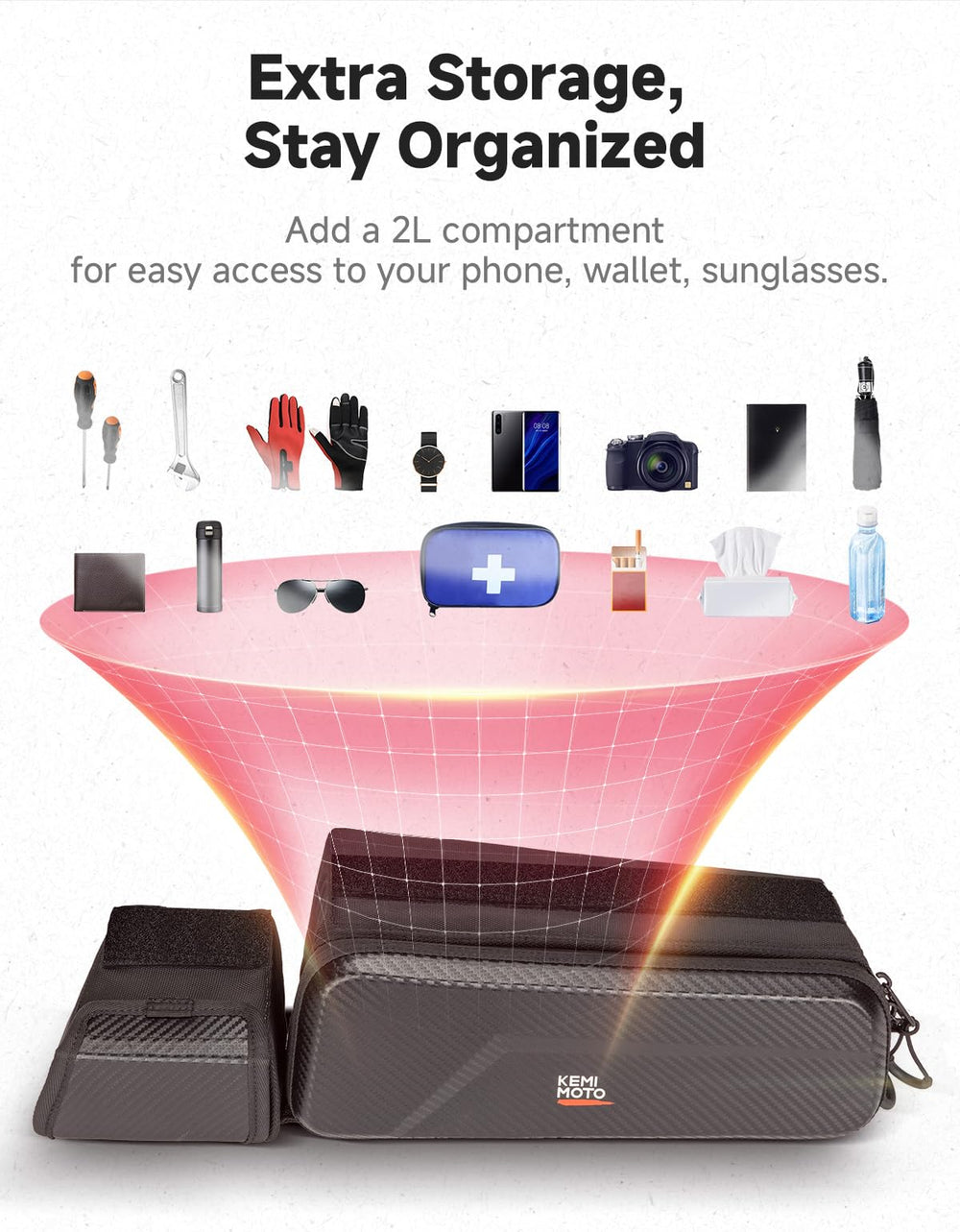 KEMIMOTO UTV bag semi-rigid design resists sagging for easy access.