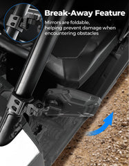 KEMIMOTO breakaway design with splash-proof lenses protects vision on rough trails.