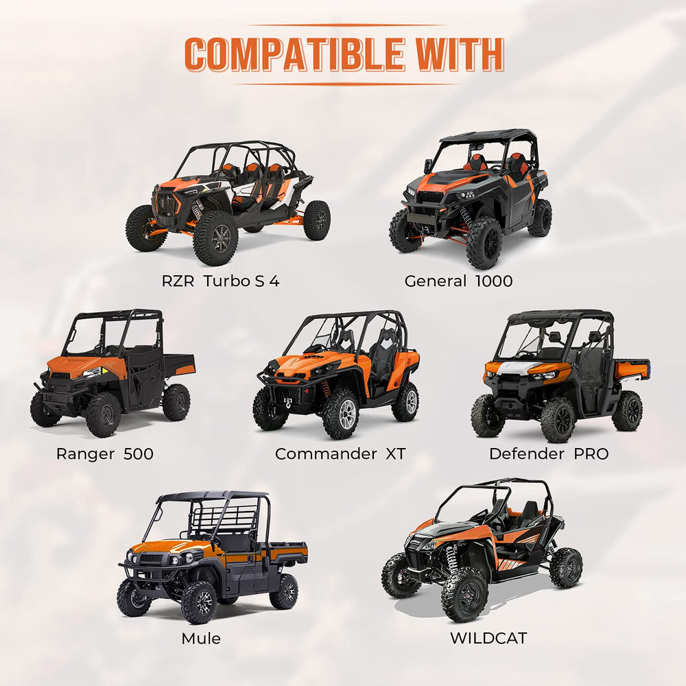 Kemimoto UTV cargo net covers a pile, reducing movement during transit.