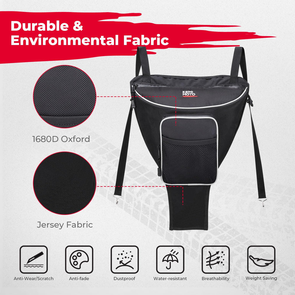 KEMIMOTO UTV Center Storage Bag zipper guard protects from moisture.