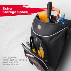 KEMIMOTO UTV Center Storage Bag waterproof reverse zipper protects contents from moisture.