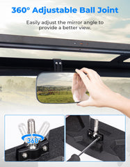 KEMIMOTO convex rear-view glass broadens awareness behind your Polaris Ranger