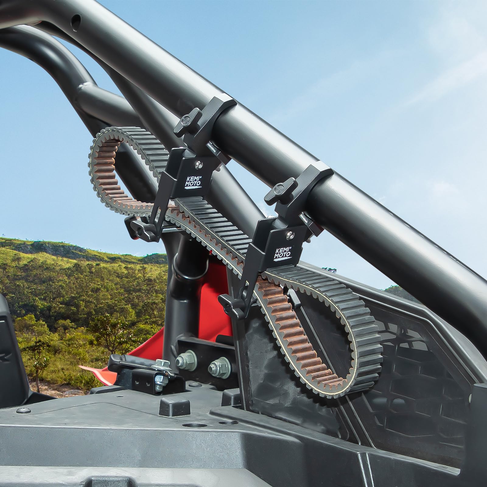 KEMIMOTO UTV belt holder adjustable width for flexible spare belt storage