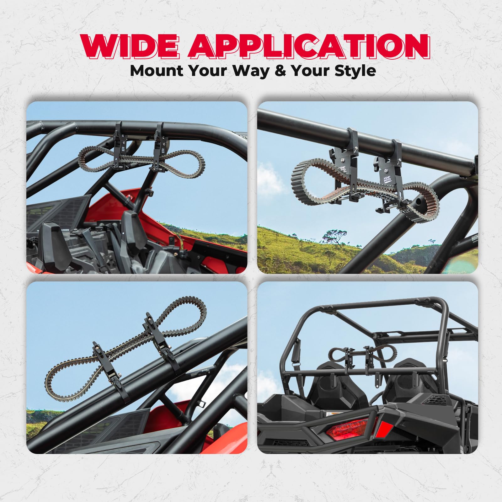 KEMIMOTO UTV belt holder tool-free installation for quick setup