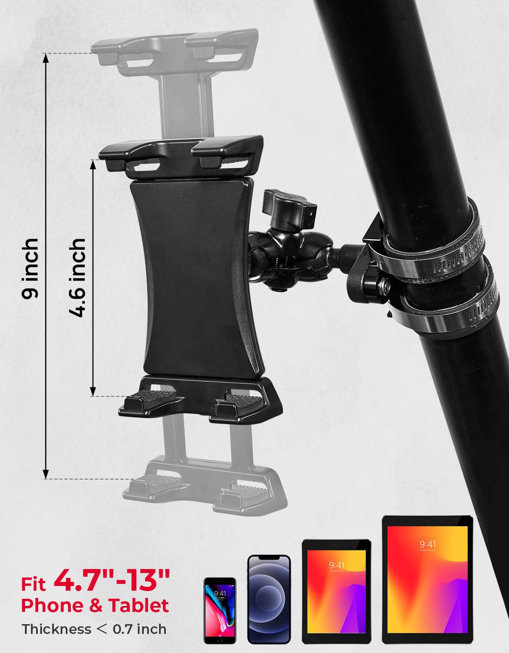 KEMIMOTO UTV Phone Mount 4-7-13 inch clamps fit most devices securely for on-the-go use