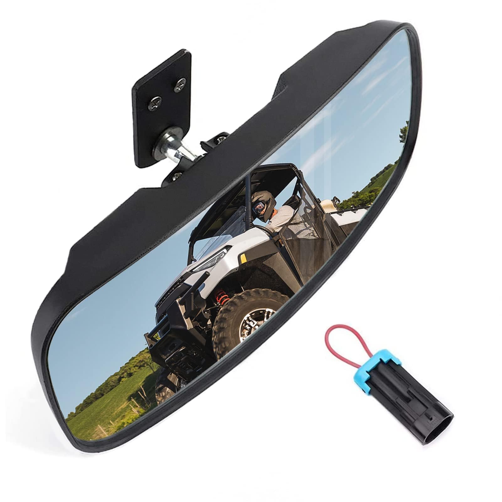 KEMIMOTO UTV rear view mirror for Polaris Ranger 1000, easy assembly and secure fit.