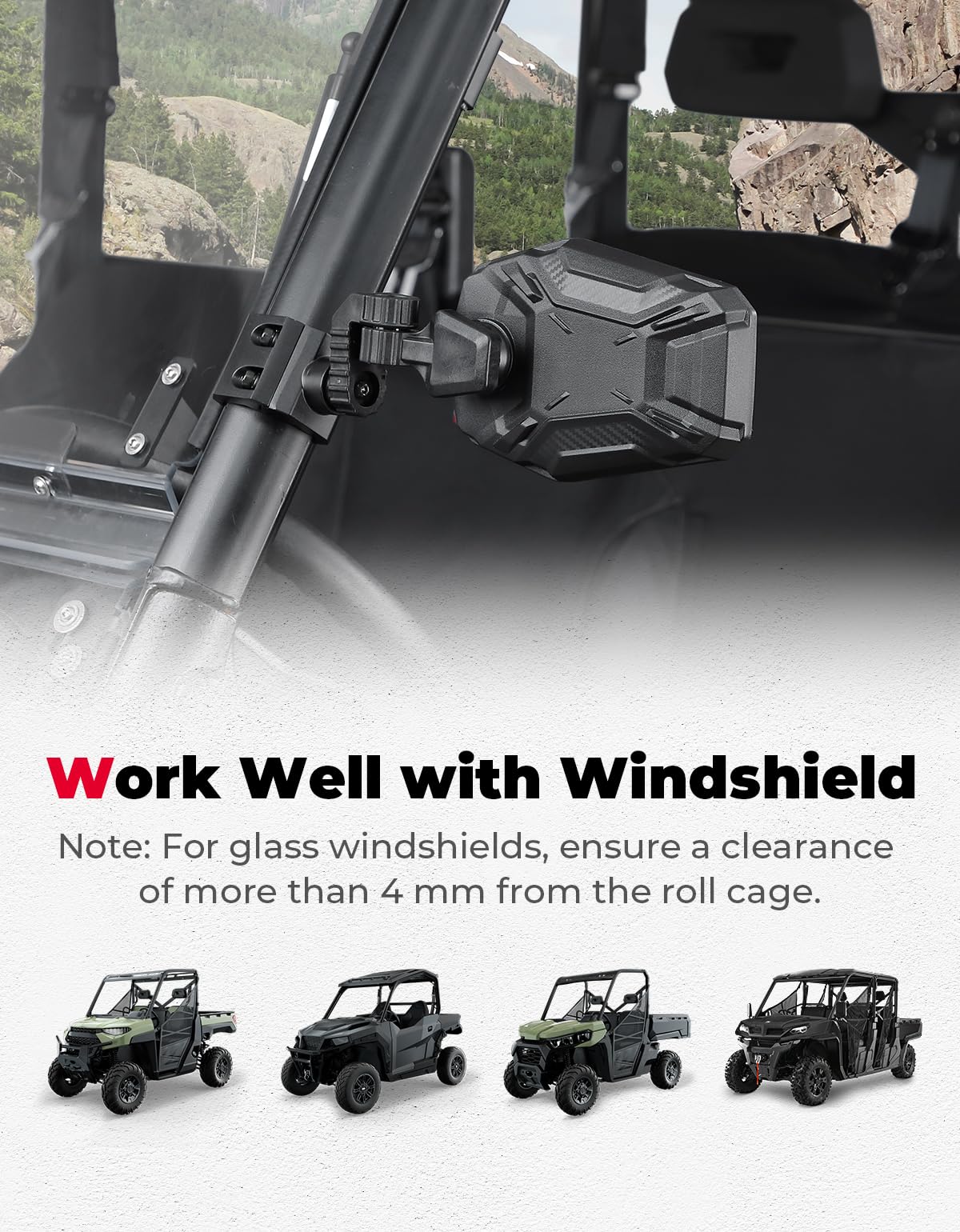 KEMIMOTO rearview mirror features 3-axis rotation for precise angle adjustment.
