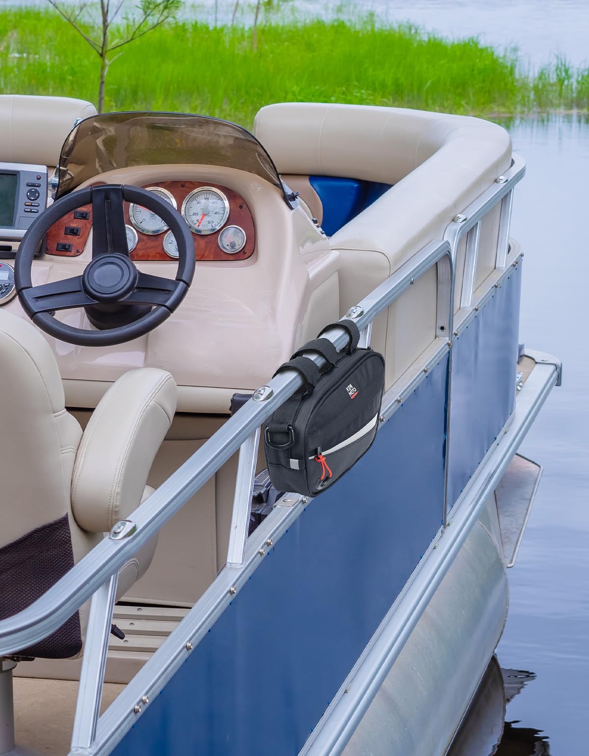 KEMIMOTO UTV roll cage storage bag easy-install strap for quick mounting.
