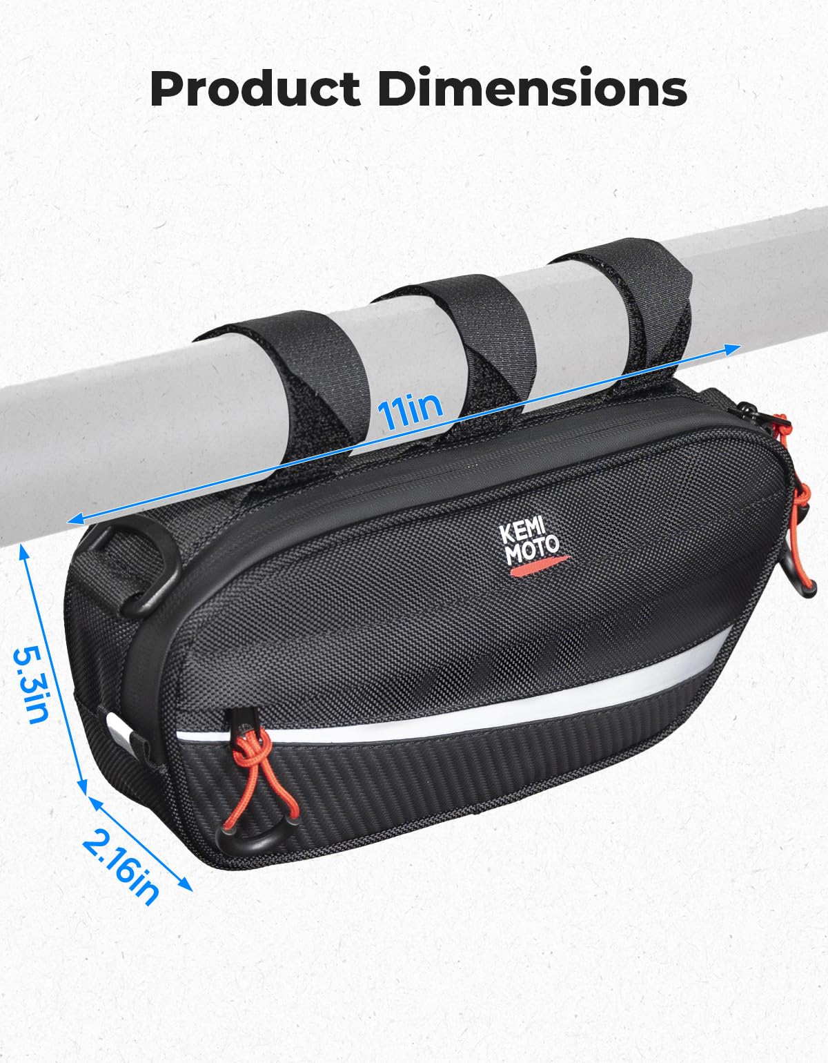 KEMIMOTO UTV roll cage storage bag reflective strip for better night visibility.