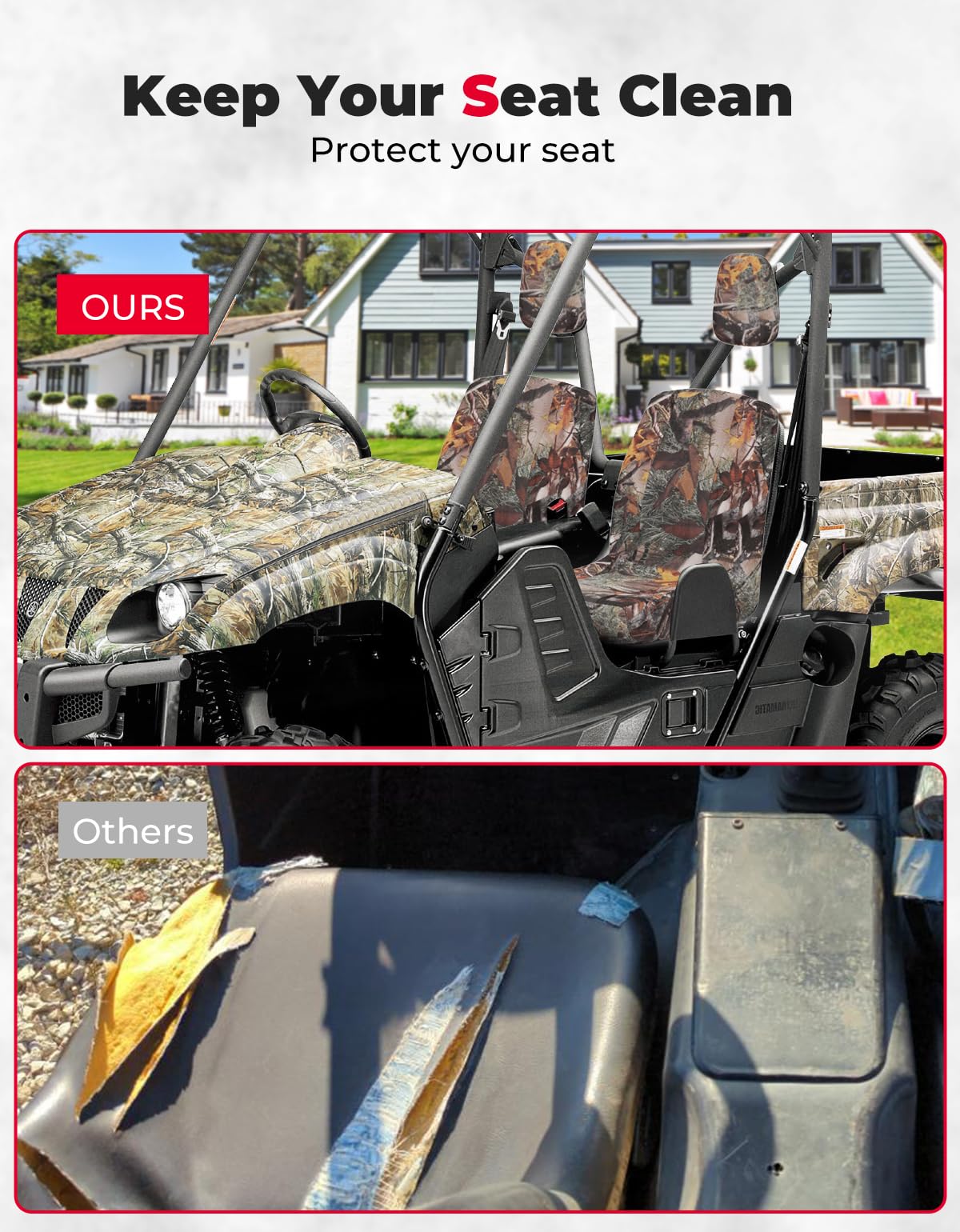 KEMIMOTO UTV seat cover 900D fabric offers durable protection and easy cleaning